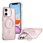 For iPhone 11 Shiny Shield MagSafe Lens Holder Phone Case(Pink) - 1