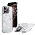 For iPhone 11 Pro Max Shiny Shield MagSafe Lens Holder Phone Case(Silver) - 1