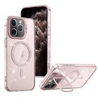 For iPhone 11 Pro Max Shiny Shield MagSafe Lens Holder Phone Case(Pink) - 1