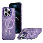 For iPhone 12 Pro Max Shiny Shield MagSafe Lens Holder Phone Case(Purple) - 1