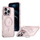 For iPhone 12 Pro Max Shiny Shield MagSafe Lens Holder Phone Case(Pink) - 1