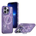 For iPhone 13 Pro Shiny Shield MagSafe Lens Holder Phone Case(Purple) - 1