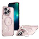 For iPhone 13 Pro Max Shiny Shield MagSafe Lens Holder Phone Case(Pink) - 1