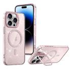 For iPhone 14 Pro Shiny Shield MagSafe Lens Holder Phone Case(Pink) - 1