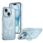 For iPhone 15 Shiny Shield MagSafe Lens Holder Phone Case(Blue) - 1