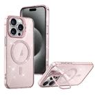 For iPhone 15 Pro Shiny Shield MagSafe Lens Holder Phone Case(Pink) - 1