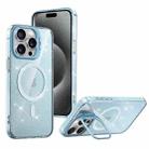 For iPhone 15 Pro Shiny Shield MagSafe Lens Holder Phone Case(Blue) - 1