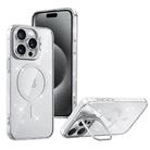 For iPhone 15 Pro Max Shiny Shield MagSafe Lens Holder Phone Case(Silver) - 1