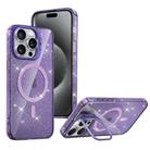 For iPhone 15 Pro Max Shiny Shield MagSafe Lens Holder Phone Case(Purple) - 1