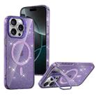 For iPhone 16 Pro Shiny Shield MagSafe Lens Holder Phone Case(Purple) - 1