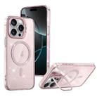 For iPhone 16 Pro Shiny Shield MagSafe Lens Holder Phone Case(Pink) - 1