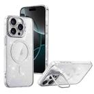 For iPhone 16 Pro Max Shiny Shield MagSafe Lens Holder Phone Case(Silver) - 1