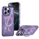 For iPhone 16 Pro Max Shiny Shield MagSafe Lens Holder Phone Case(Purple) - 1