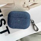 For AirPods Pro 2 Fine Cloth Texture Earbuds Box PC Case with Hook(Blue) - 1