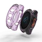 For Garmin Fenix 8 AMOLED 51mm Half Pack Hollow TPU Watch Protective Case(Transparent Purple) - 1