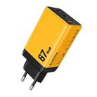 WK WP-U157 67W USB-C / Type-Cx2, USB GaN Fast Charger, Plug Type:EU Plug(Yellow) - 1