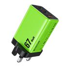 WK WP-U157 67W USB-C / Type-Cx2, USB GaN Fast Charger, Plug Type:UK Plug(Green) - 1