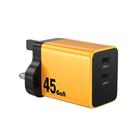 WK WP-U33 45W USB-C / Type-Cx2 GaN Fast Charger, Plug Type:UK Plug(Yellow) - 1