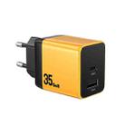 WK WP-U36 35W USB-C / Type-C, USB GaN Fast Charger, Plug Type:EU Plug(Yellow) - 1