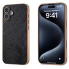 For iPhone 16 Nano Electroplating Dual Color Lichi Texture PU Phone Case(Black) - 1