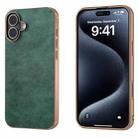 For iPhone 16 Nano Electroplating Dual Color Lichi Texture PU Phone Case(Green) - 1