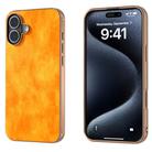 For iPhone 16 Plus Nano Electroplating Dual Color Lichi Texture PU Phone Case(Orange) - 1