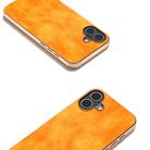 For iPhone 16 Plus Nano Electroplating Dual Color Lichi Texture PU Phone Case(Orange) - 3