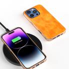 For iPhone 16 Pro Max Nano Electroplating Dual Color Lichi Texture PU Phone Case(Orange) - 2