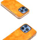 For iPhone 16 Pro Max Nano Electroplating Dual Color Lichi Texture PU Phone Case(Orange) - 3