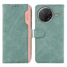 For Xiaomi Poco F7 Pro / F7 Ultra Global ABEEL Color Block Magnetic RFID Leather Phone Case(Cyan-Pink) - 1
