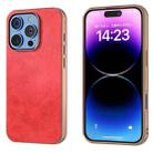 For iPhone 16 Pro Max Nano Electroplating Dual Color Cowhide Texture Protective Phone Case(Red) - 1