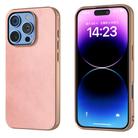 For iPhone 16 Pro Max Nano Electroplating Dual Color Cowhide Texture Protective Phone Case(Rose Gold) - 1