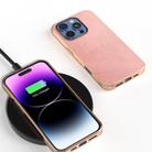 For iPhone 16 Pro Max Nano Electroplating Dual Color Cowhide Texture Protective Phone Case(Rose Gold) - 2