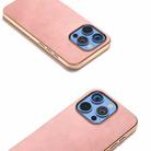 For iPhone 16 Pro Nano Electroplating Dual Color Cowhide Texture Protective Phone Case(Rose Gold) - 3