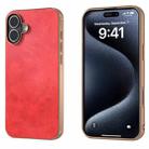 For iPhone 16 Nano Electroplating Dual Color Cowhide Texture Protective Phone Case(Red) - 1