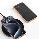 For iPhone 16 Nano Electroplating Dual Color Cowhide Texture Protective Phone Case(Black) - 2