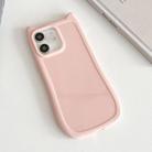 For iPhone 11 Frosted Solid Color Cat Head TPU Phone Case(Pink) - 1