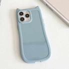 For iPhone 11 Pro Frosted Solid Color Cat Head TPU Phone Case(Blue) - 1