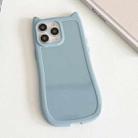 For iPhone 11 Pro Max Frosted Solid Color Cat Head TPU Phone Case(Blue) - 1