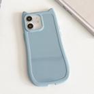 For iPhone 12 Frosted Solid Color Cat Head TPU Phone Case(Blue) - 1