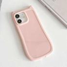 For iPhone 12 Frosted Solid Color Cat Head TPU Phone Case(Pink) - 1