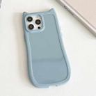 For iPhone 12 Pro Frosted Solid Color Cat Head TPU Phone Case(Blue) - 1