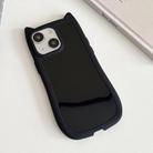 For iPhone 13 Frosted Solid Color Cat Head TPU Phone Case(Black) - 1