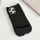 For iPhone 13 Pro Frosted Solid Color Cat Head TPU Phone Case(Black) - 1