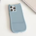 For iPhone 13 Pro Max Frosted Solid Color Cat Head TPU Phone Case(Blue) - 1