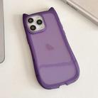 For iPhone 11 Pro Frosted Transparent Cat Head TPU Phone Case(Purple) - 1