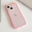 For iPhone 14 Plus Frosted Transparent Cat Head TPU Phone Case(Pink) - 1