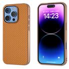 For iPhone 16 Pro Max Nano Electroplating Carbon Fiber Texture Phone Case(Brown) - 1