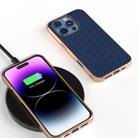 For iPhone 16 Pro Max Nano Electroplating Carbon Fiber Texture Phone Case(Navy Blue) - 2