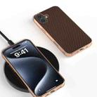 For iPhone 16 Plus Nano Electroplating Carbon Fiber Texture Phone Case(Dark Brown) - 2